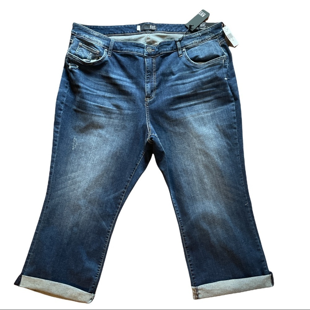 KUT from the Kloth High Rise Kelsey Ankle Crop flare leg jeans. Size 22 W
